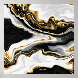 Modern Guld-vätskeswirl-målning Aestetisk design Poster