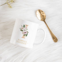 Modern Guld vattenfärgsblomma Brev I | Monogram