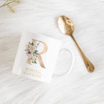 Modern Guld vattenfärgsblomma Brev R | Monogram Kaffemugg<br><div class="desc">Modern Guld vattenfärgsblomma Brev R | Monogram</div>