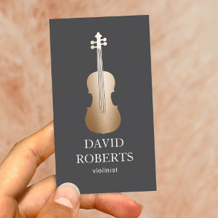 Modern Guld Violin Music Teacher Violinist Visitkort