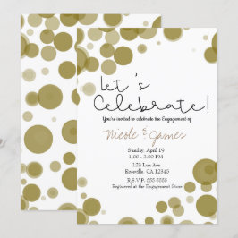 Modern Guld Vita Prickar Bubblor Firande Inbjudningar