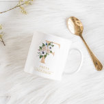 Modern Guld Watercolor Flower Brev F | Monogram Kaffemugg<br><div class="desc">Modern Guld Watercolor Flower Brev F | Monogram</div>