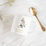 Modern Guld Watercolor Flower Brev J | Monogram Kaffemugg<br><div class="desc">Modern Guld Watercolor Flower Brev J | Monogram</div>
