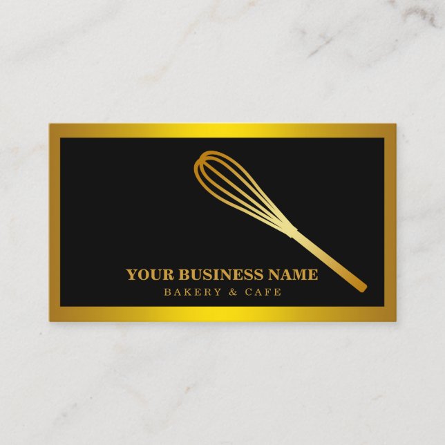 Modern Guld Whisk Bakery Visitkort (Framsida)
