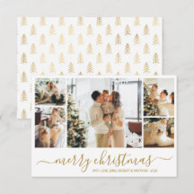 Modern Guld White Collage-julkort - Helgdag