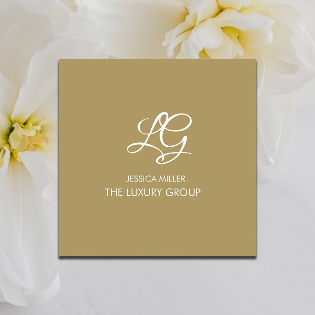 Modern Guld White Elegant Fyrkantigt Visitkort (Skapare uppladdad)