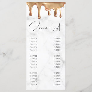 Modern Guld White Marble Salon Beauty Pris List Meny