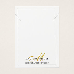 Modern Guld White Monogrammed Jewelry Necklace Visitkort