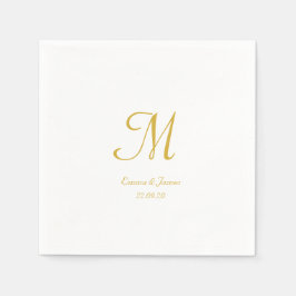 Modern Guld & White Script Monogram-Bröllopsfest Pappersservett