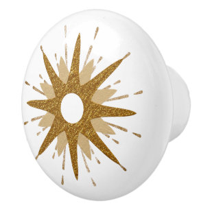 Modern Guld & White Starburst i mitten av århundra Knopp