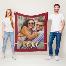 Modern Guld XOXO Alla hjärtans dagfoto Fleecefilt