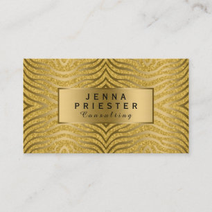 Modern Guld Zebra ränder och Glitter Mönster Visitkort