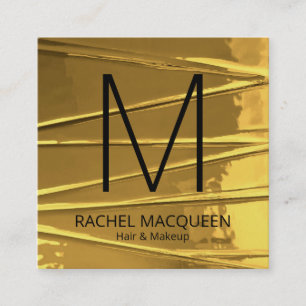 Modern Guld Zig Zag Foil Monogram-Logotyp Fyrkantigt Visitkort