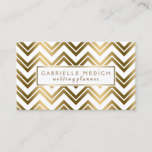 Modern Guld Zigzag Chevron Bröllopsfixaren Visitkort