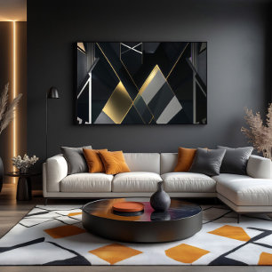 Modern guldbaserad abstrakt svart design canvastryck
