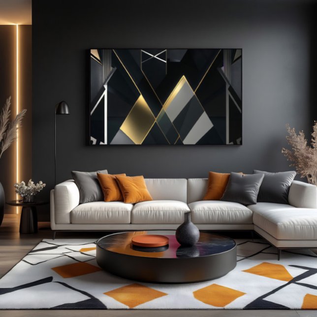 Modern guldbaserad abstrakt svart design canvastryck (Skapare uppladdad)