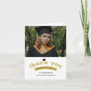 Modern guldblek examensmössa foto examen tack kort