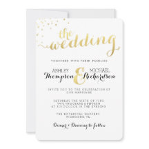 Modern guldblommig bröllopsinbjudan till Foil Glam