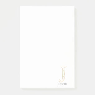 Modern guldbokstav J monogram personlig Post-it Block