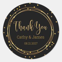Modern guldcirkel och konfetti Tack Runt Klistermärke