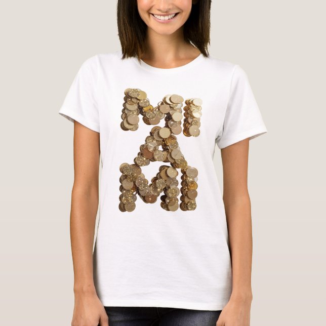 Modern guldfärgad ABSTRAKT KONST Design T Shirt (Framsida)