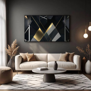 Modern Guldfärgad och Svart Abstrakt Poster