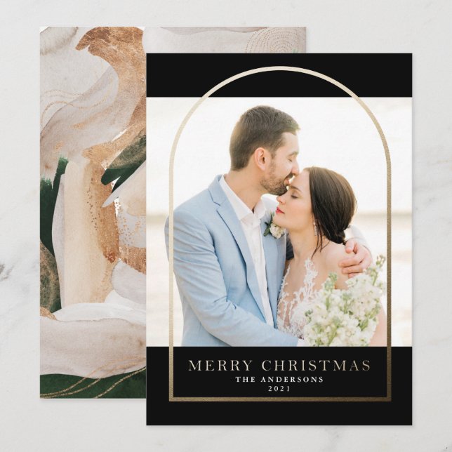 Modern guldfärgat Helgdag-kort för beväpnat Ram Inbjudningar (Fram/baksida)