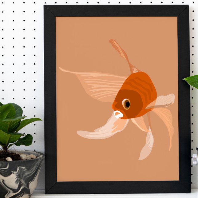 Modern guldfisk enkel minimal vektorgrafik illustr poster (Skapare uppladdad)
