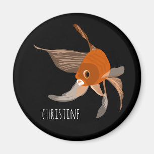 Modern guldfisk minimal illustration namn svart magnet