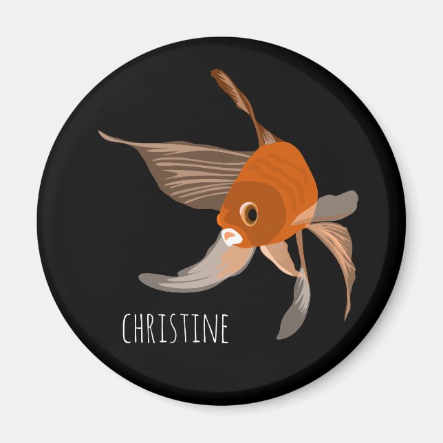 Modern guldfisk minimal illustration namn svart magnet (Framsidan)