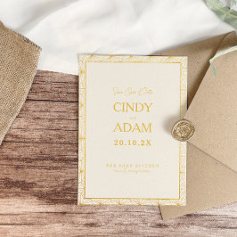 Modern guldgeometrisk ram bröllop spara datumet