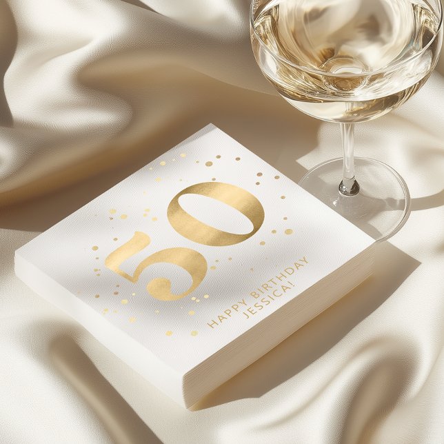 Modern guldglitter 50-års födelsedag pappersservett (Skapare uppladdad)