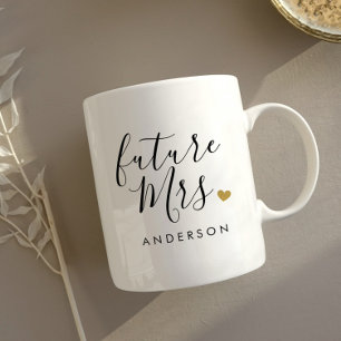Modern Guldhjärta Framtida Fru Förlovningspresent Kaffemugg