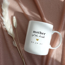 Modern guldhjärtad bröllopspresent till bruden mor kaffemugg