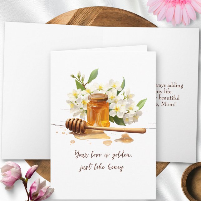 Modern Guldig Honung & Blommor Akvarell Mors Dag Kort (Skapare uppladdad)