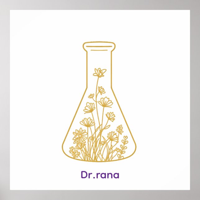 Modern guldkemisk kolv blomsterkonst - Anpassad Na Poster (Framsidan)