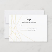 Modern guldlinje bröllop RSVP svars kort