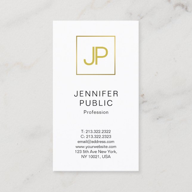 Modern Guldmonogram Professionell Kreativ Design Visitkort (Framsida)