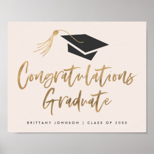 Modern guldoljekap Grattis Studenten Poster