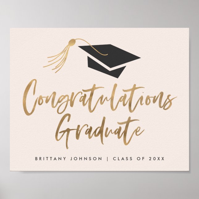 Modern guldoljekap Grattis Studenten Poster (Framsidan)