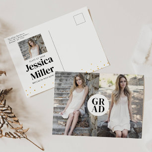 Modern guldprickar typografi 3 foto examensfirande meddelande vykort