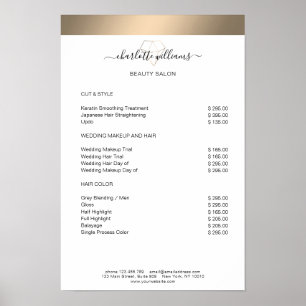 Modern guldrandig diamant prislista poster