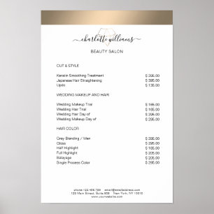 Modern guldrandig diamant prislista poster