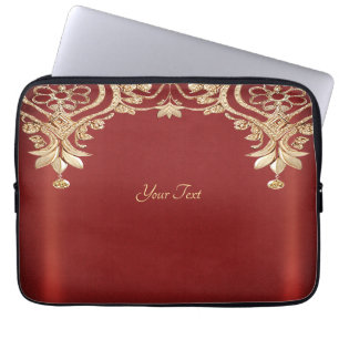 Modern guldröd blommig laptopsleeve laptop fodral