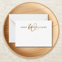 Modern guldskriftmonogram anteckningskort