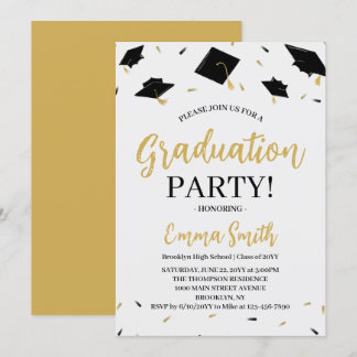 Modern guldskript examensfest inbjudningar