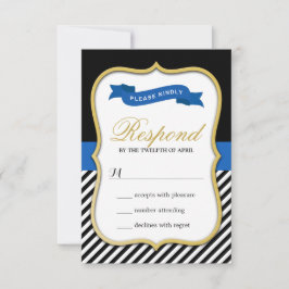 Modern guldställning ram svart vita ränder RSVP OSA Kort