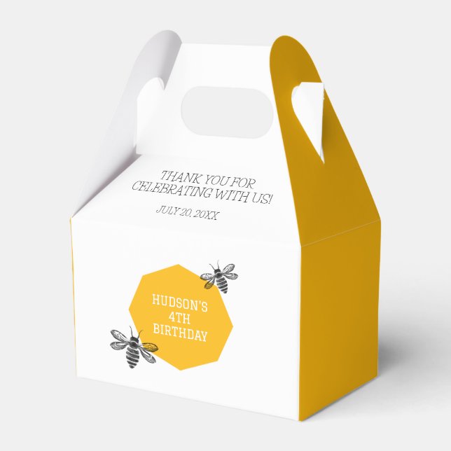 Modern Gult Bee Honeycomb Kids Sommardag Presentaskar (Framsidan Sidan)