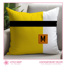 Modern Gult Black Färg Block Monogrammed