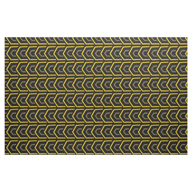 Modern Gult Black Geometric Mönster Fabric Tyg (Fat Quarter)
